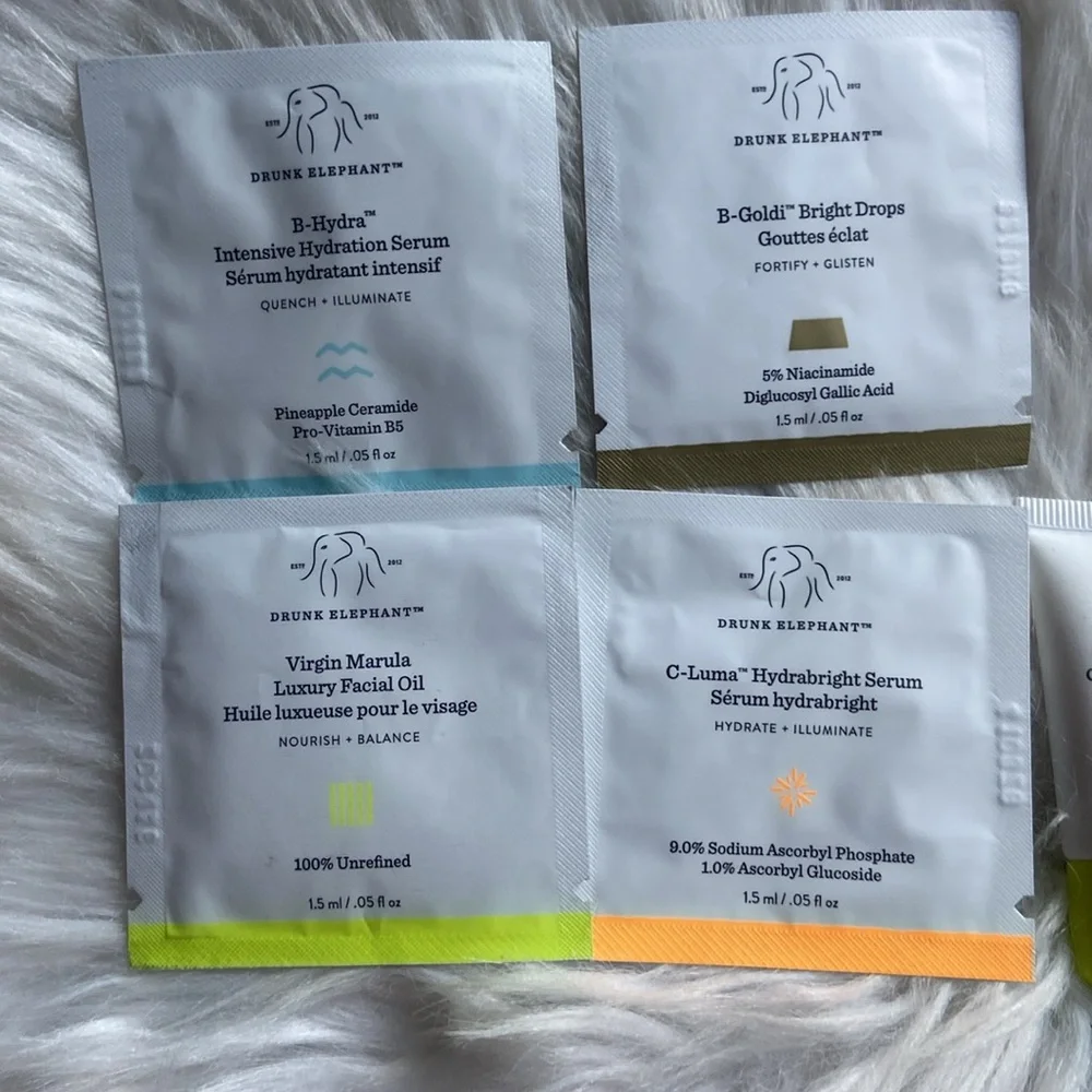 Drunk Elephant Sample Skincare Sample Lot- D Bronzi B Hydra Mellow Marula & More